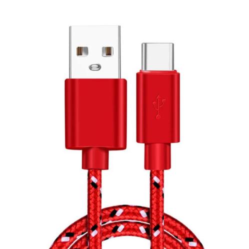 USB-C Oplaadkabel 2 Meter Gevlochten Nylon - Tangle, Telecommunicatie, Mobiele telefoons | Telefoon-opladers, Nieuw, Verzenden