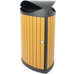Afvalbak | Staal/Kunststof | Zwart/Houtlook | 60L | Open |, Verzenden, Nieuw in verpakking