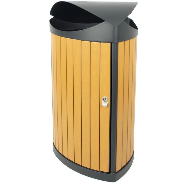 Afvalbak | Staal/Kunststof | Zwart/Houtlook | 60L | Open |, Zakelijke goederen, Horeca | Keukenapparatuur, Nieuw in verpakking