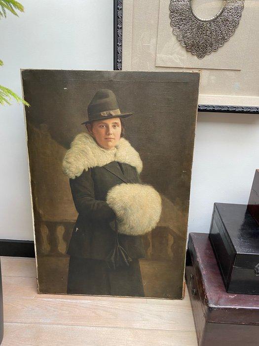 L. Martin (XIX-XX) - Portret barones, Antiek en Kunst, Kunst | Schilderijen | Klassiek