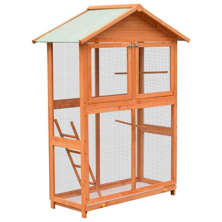 vidaXL Vogelkooi 125,5x59,5x164 cm massief grenen- en, Dieren en Toebehoren, Vogels | Toebehoren, Nieuw, Verzenden