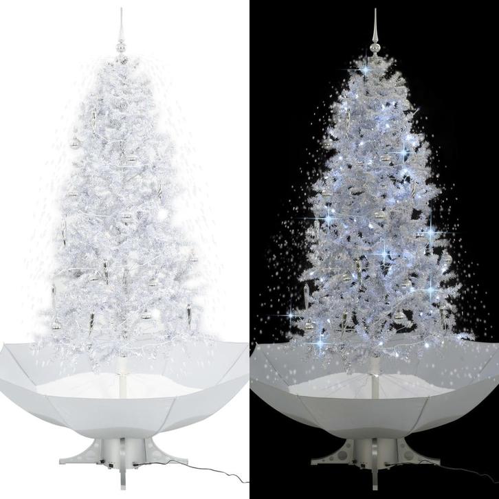 vidaXL Kerstboom sneeuwend met paraplubasis 190 cm wit, Diversen, Kerst, Nieuw, Verzenden