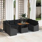 vidaXL Tuin Eettafel Set 10 pcs Zwart, Bruin 100 x 55 x 73, Verzenden, Nieuw