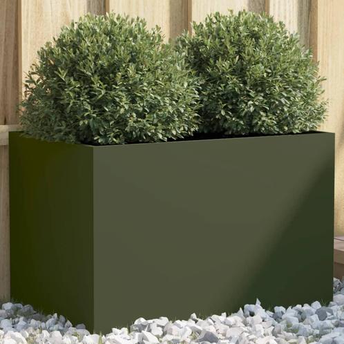 vidaXL Jardinière vert olive 62x40x39 cm acier laminé à, Jardin & Terrasse, Pots de fleurs, Neuf, Envoi
