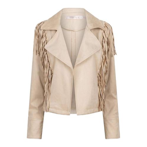 EsQualo • beige jasje met franjes • 36, Kleding | Dames, Truien en Vesten, Verzenden