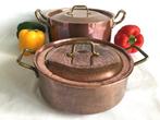 Twee Franse roodkoperen Kookpotten - Poêle à frire (2) -