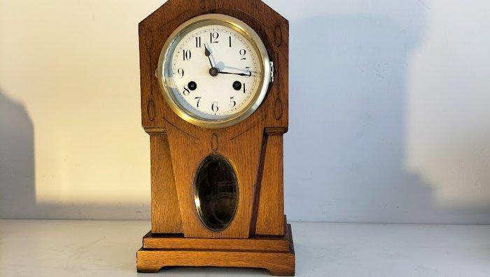 Horloge de table - Art déco Laiton, Verre, Émail, bois de, Antiek en Kunst, Antiek | Klokken
