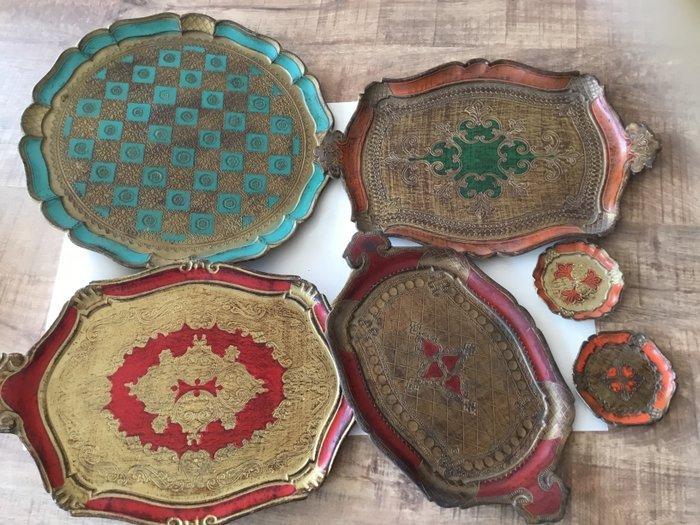 Dienblad (6) - Hout - Florentijnse dienbladen, Antiek en Kunst, Curiosa en Brocante