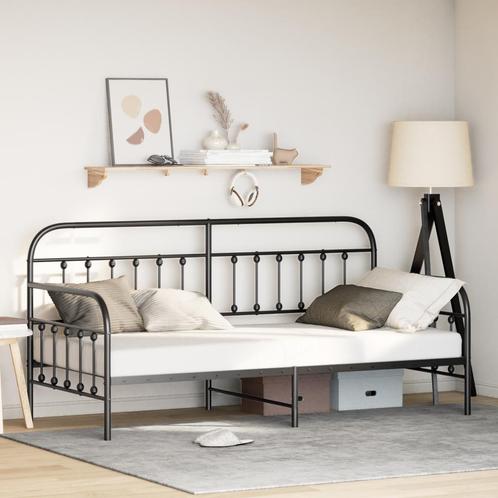 vidaXL Ligbedframe Zwart 90x190 cm Staal, Huis en Inrichting, Slaapkamer | Bedden, Nieuw, Verzenden