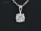 1 Witgouden halsketting met een briljant diamant.., Bijoux, Sacs & Beauté, Accessoires Autre, Ophalen