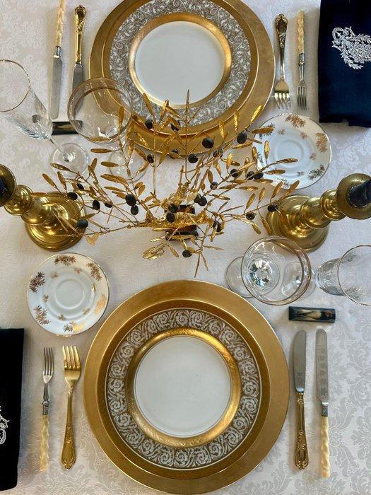 Witte adamascado tafelkleed voor grote tafels,, Antiek en Kunst, Curiosa en Brocante