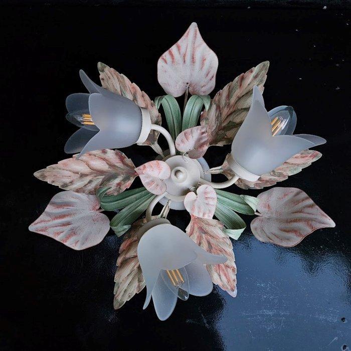 Plafondlamp - Floral - Smeedijzer - Flush mount tole lamp, Antiek en Kunst, Curiosa en Brocante