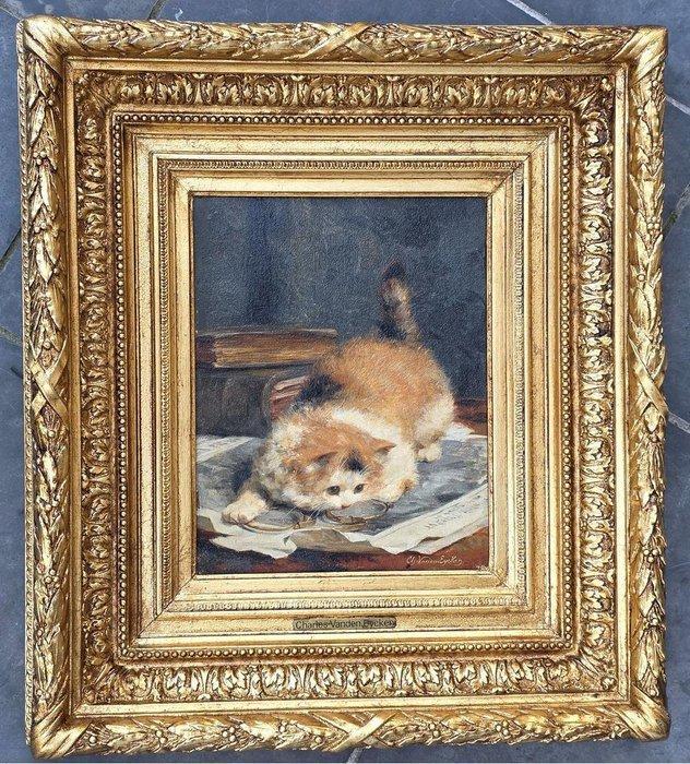 Charles van den Eycken (1854-1923) - Châton lisant un, Antiek en Kunst, Kunst | Schilderijen | Klassiek