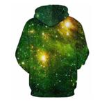 Hoodie Sweater Trui met Kap (Medium) - Green Galaxy Print
