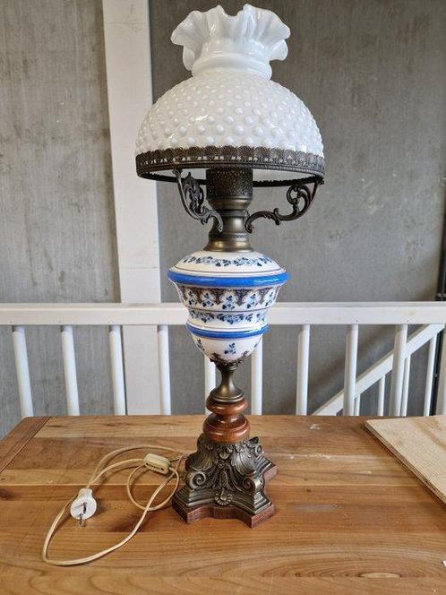 Lampe de table, modèle spécial - Bois, Bronze, Laiton, Verre, Antiquités & Art, Antiquités | Autres Antiquités