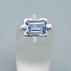 Zilver, Art Deco Tankring + Blauwe Spinel(Getest) - Ring
