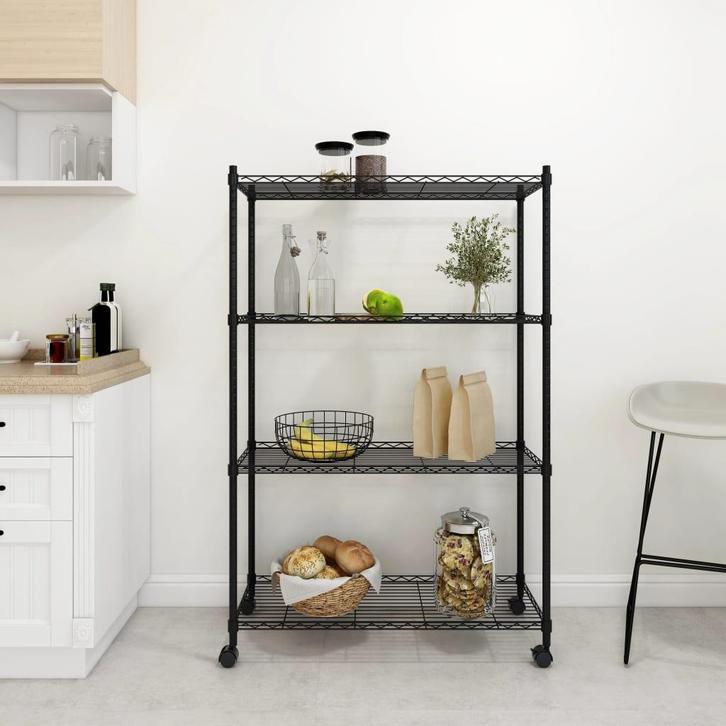 vidaXL Opbergrek 4-laags met wielen 200 kg 90x35x142 cm, Huis en Inrichting, Kasten | Stellingkasten, Nieuw, Verzenden