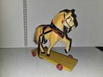 onbekend - Jouet Houten paard op wielen met aanhangwagen -, Antiek en Kunst