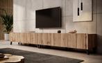 Meubella | TV-Meubel eiken 300cm hotel chique lamellen, Huis en Inrichting, Kasten |Televisiemeubels, Verzenden, Nieuw, 25 tot 50 cm