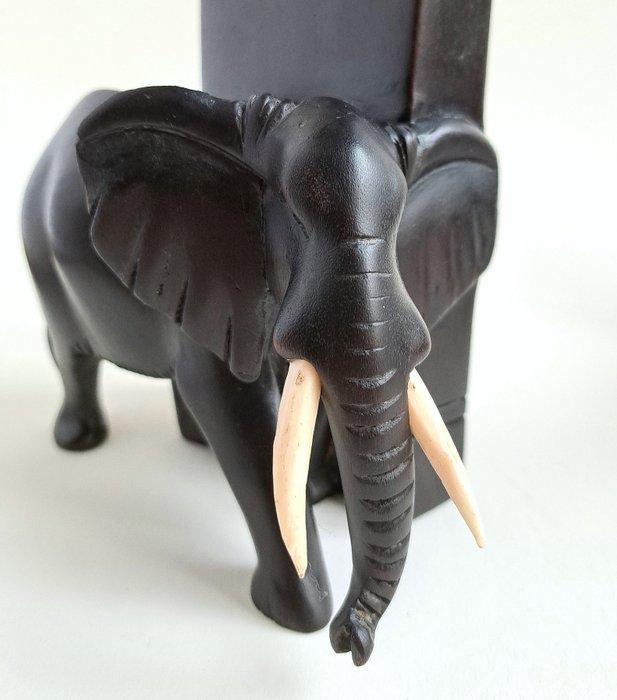 Serre-livres (2) - bois tropical - éléphants faits à la main, Antiek en Kunst, Kunst | Designobjecten