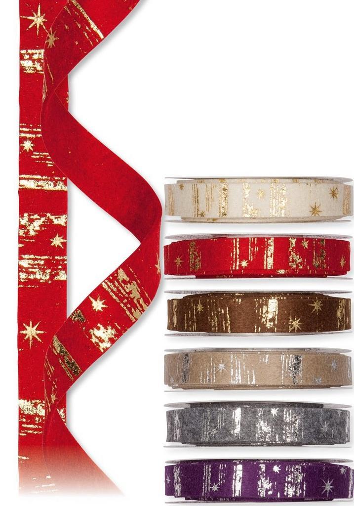 Vilt lint viltband bedrukt met sterren 77 rood goud 2 cm rol, Huis en Inrichting, Woonaccessoires | Kunstplanten en Kunstbloemen