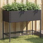 vidaXL Plantenbakken met schap 2 st 90x40x75 poly rattan, Tuin en Terras, Verzenden, Nieuw