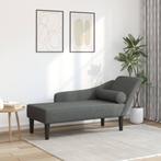 vidaXL Chaise longue met kussens stof donkergrijs, Verzenden