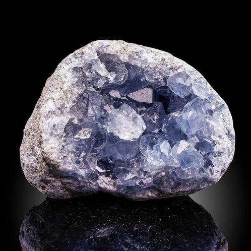 XXXL DECOR! TOP! Blauw CELESTIEN in GEODE Kristallen op, Verzamelen, Mineralen en Fossielen