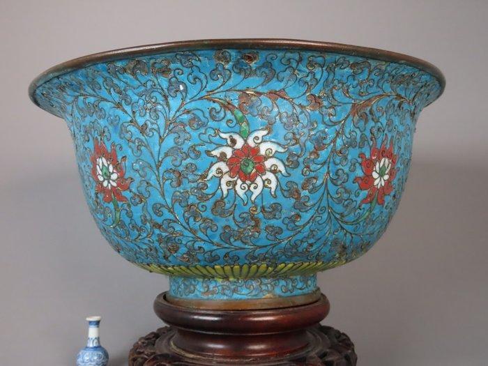 Qing or earlier - Marked! - Kom - Brons, Emaille - Grote 24, Antiek en Kunst, Antiek | Overige Antiek