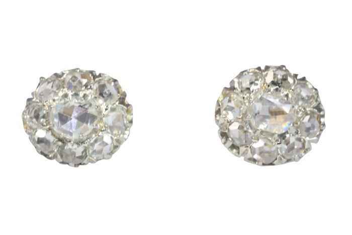 Oorbellen - 18 karaat Geel goud, Witgoud - Diamant - Antiek, Handtassen en Accessoires, Oorbellen