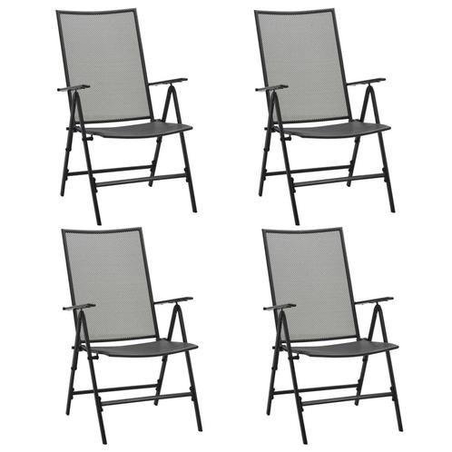 vidaXL Klapstoelen mesh 4 st staal antraciet, Tuin en Terras, Tuinstoelen, Nieuw, Verzenden