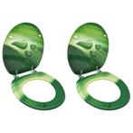 vidaXL Toiletbrillen met deksel 2 st waterdruppel MDF groen, Doe-het-zelf en Bouw, Verzenden, Nieuw
