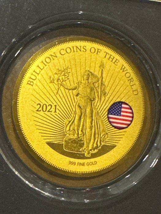 Tsjaad. 5000 Francs 2021 Liberty USA, 1/200 Oz (.999), Postzegels en Munten, Munten | Europa | Niet-Euromunten