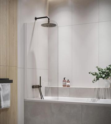 Badwand Torino 60 x 140 cm Chroom Badscherm Draaibaar 5 mm, Verzenden