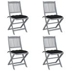 vidaXL Tuinstoelen 4 st inklapbaar met kussens massief, Verzenden, Nieuw