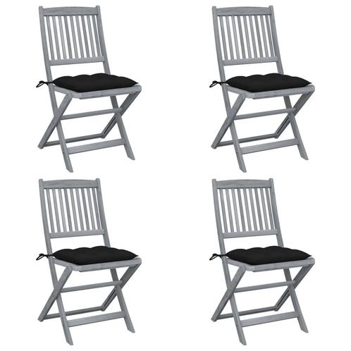 vidaXL Tuinstoelen 4 st inklapbaar met kussens massief, Tuin en Terras, Tuinstoelen, Nieuw, Verzenden