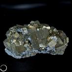 Pyrite dorée naturelle rare avec quartz et calcite Amas de, Nieuw