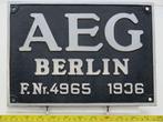 EisenbahnSchild AEG Berlin F.Nr.4965 1936 (Spoorwegen 1:1), Ophalen of Verzenden, Nieuw, Overige typen