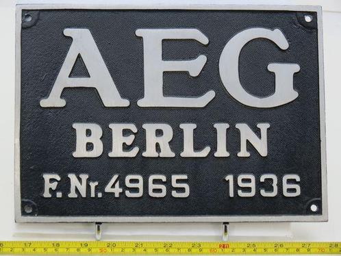 EisenbahnSchild AEG Berlin F.Nr.4965 1936 (Spoorwegen 1:1), Verzamelen, Spoorwegen en Tram, Overige typen, Nieuw, Ophalen of Verzenden