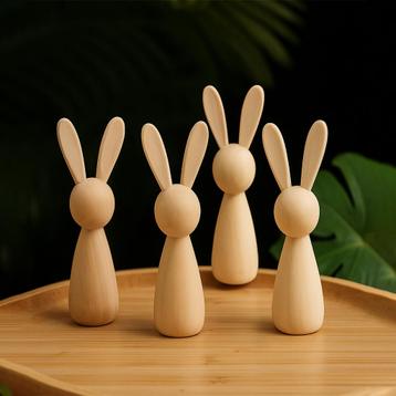Houten konijn figuurtje (voor knutselwerk, 9 cm hoog) beschikbaar voor biedingen