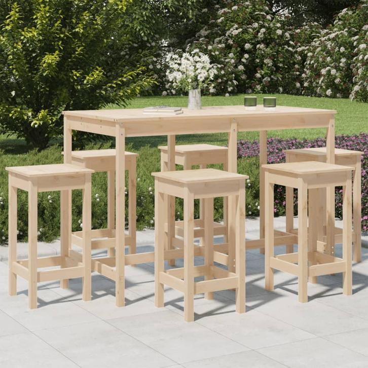 vidaXL 7-delige Tuinbarset massief grenenhout, Tuin en Terras, Tuinsets en Loungesets, Nieuw, Verzenden