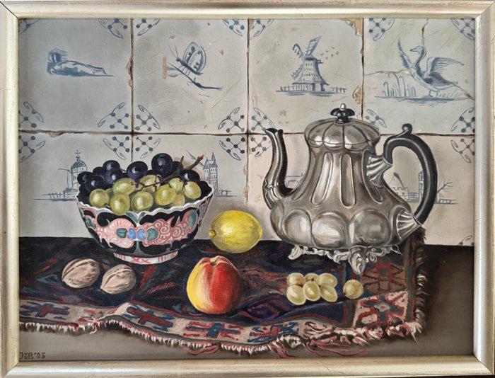 Jos van der Biezen (XX-XXI) - Stilleven met tinnen kan, Antiek en Kunst, Kunst | Schilderijen | Klassiek