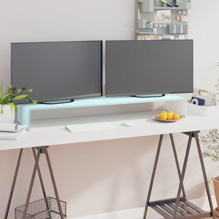vidaXL TV-meubel/monitorverhoger 110x30x13 cm glas groen, Huis en Inrichting, Kasten |Televisiemeubels, Nieuw, Verzenden