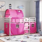 vidaXL Stapelbed met gordijnen 80x200 cm grenenhout roze, Verzenden, Nieuw