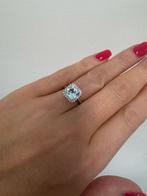 Ring - 14 karaat Witgoud Aquamarijn - Diamant, Handtassen en Accessoires, Nieuw