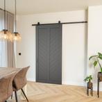 Houten loftdeur, klassiek grijs, visgraat design, Nieuw, Hout, 75 tot 150 cm, 150 tot 225 cm