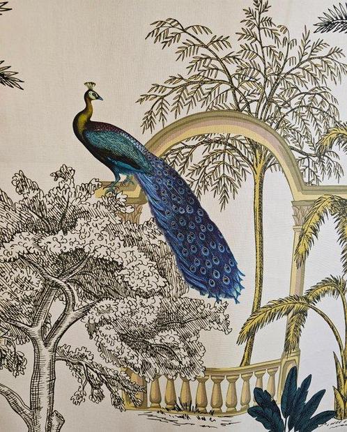 370x280cm! Exclusieve Art Nouveau Peacock stof - Exclusieve, Antiek en Kunst, Antiek | Tapijten, Tafelkleden en Textiel