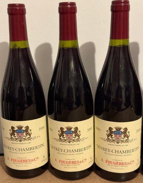 2000 A. Fougères & Cie - Gevrey Chambertin - 3 Bouteilles, Verzamelen, Wijnen