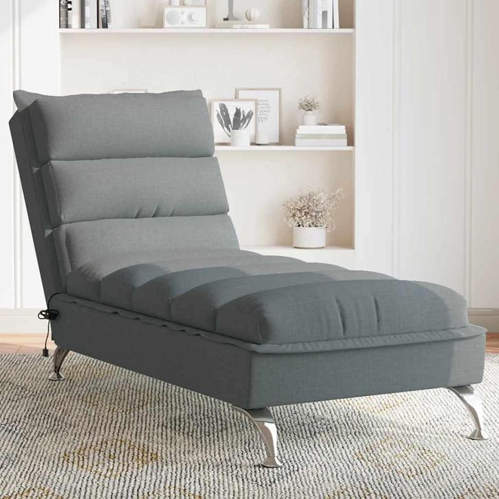 vidaXL Massage chaise longue met kussens stof donkergrijs, Maison & Meubles, Canapés | Sofas & Chaises Longues, Envoi