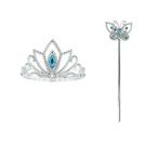 Prinsessenjurk - Kroon en staf - Zilver met blauw - Vlinder, Kinderen en Baby's, Verzenden, Nieuw